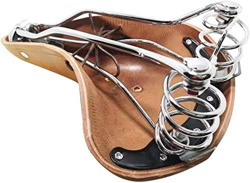 UNISTRENGH English Vintage Bicycle Saddle Touring City Saddle Comfortable Comfort Leather Bicycle Seat with Spring Rivets for Women Men