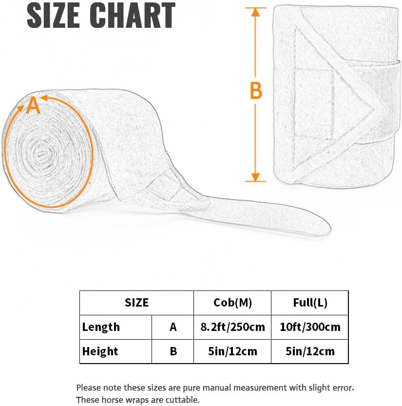 Horse Polo Leg Wraps Soft Fleece Wraps Equestrian Leg Bandage 4-Pack (Cob(8.2ft), Yellow)