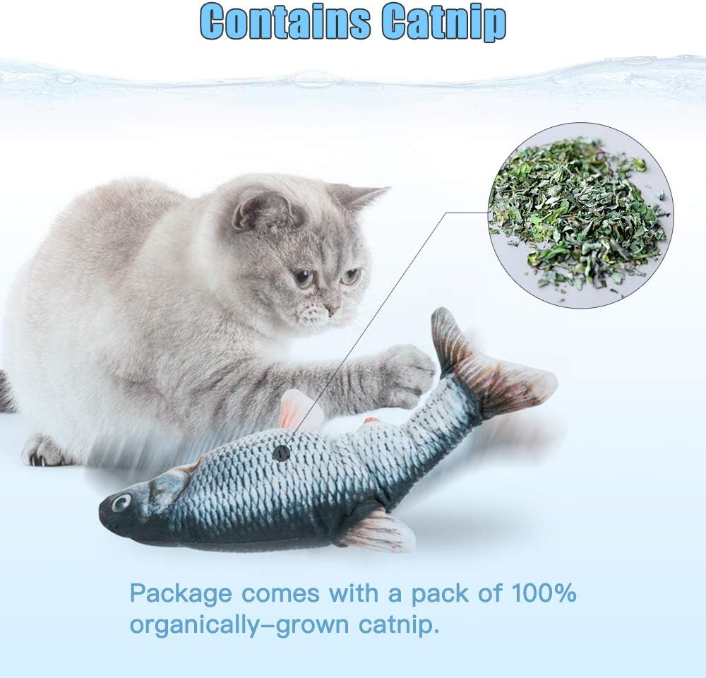 TOOGE 2 Pack 9" Floppy Fish Cat Toys with SilverVine and Catnip for Indoor Cats for Small Dogs Interactive Automatic Flopping Kicker Toys for Cats Puppy (Red Carp + Carp)