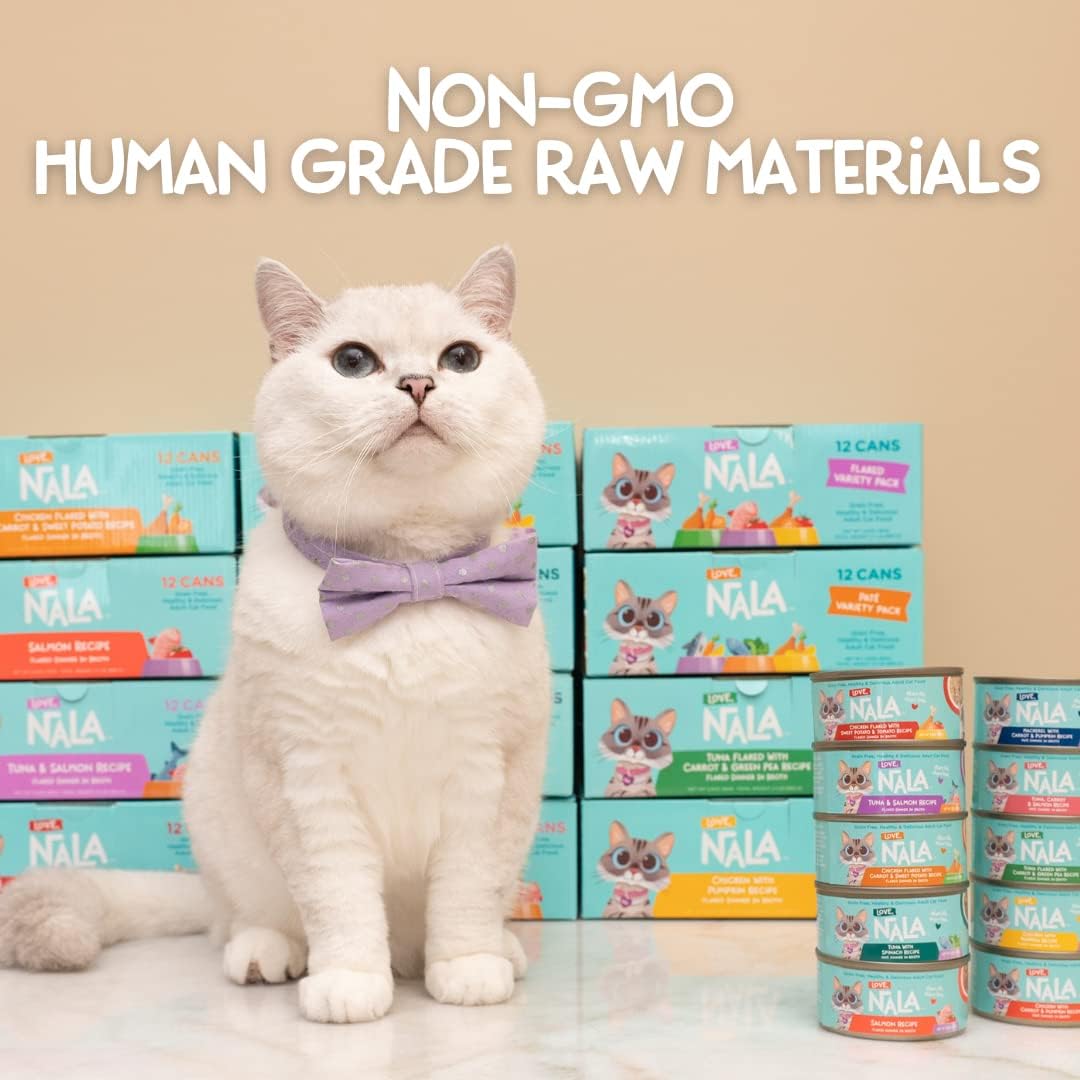 LOVE, NALA - Natural Adult Cat Wet Food - Pate Chicken with Carrot & Pumpkin Recipe- Grain Free, Non-GMO, Lean Protein, Digestive Fiber Blend, Added Minerals & Vitamins - 12 Pack 2.4 lbs.