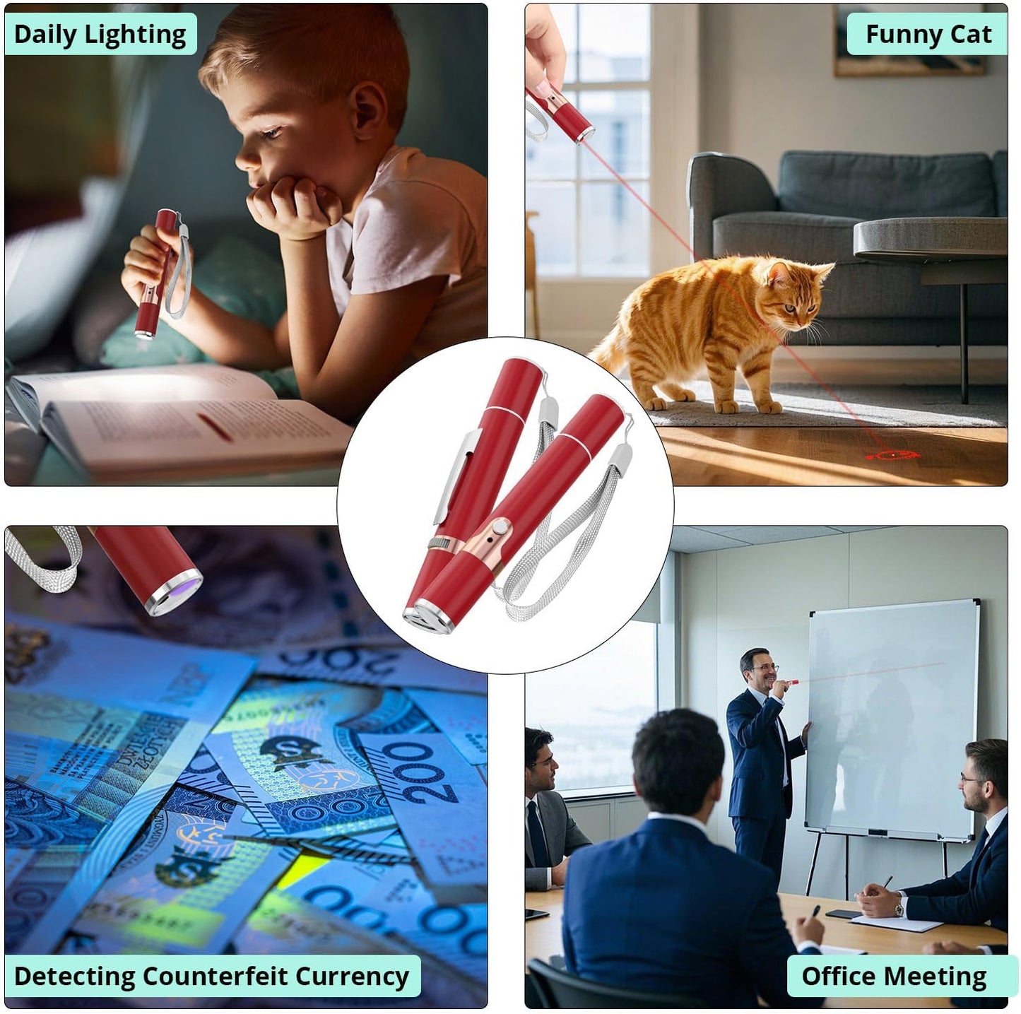 TBTeek Cat Toys for Indoor Cats, 2 Pieces, Rechargeable, 7 Adjustable Patterns, Interactive Kitten Pet Dog Chase Toy for Cats Fun Playing Exercise(Red)