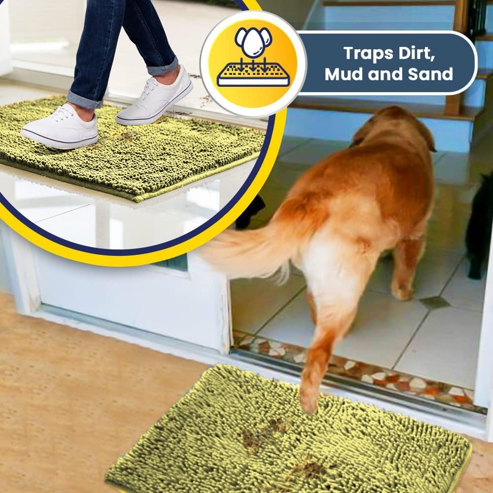 Muddy Mat® Original Dog Door Mat for Muddy Paws, Super Absorbent Microfiber, Non-Slip Washable Pet Rug, Quick Dry Chenille Entryway Carpet, Machine Washable Indoor Outdoor mat, Yellow 24"x60"