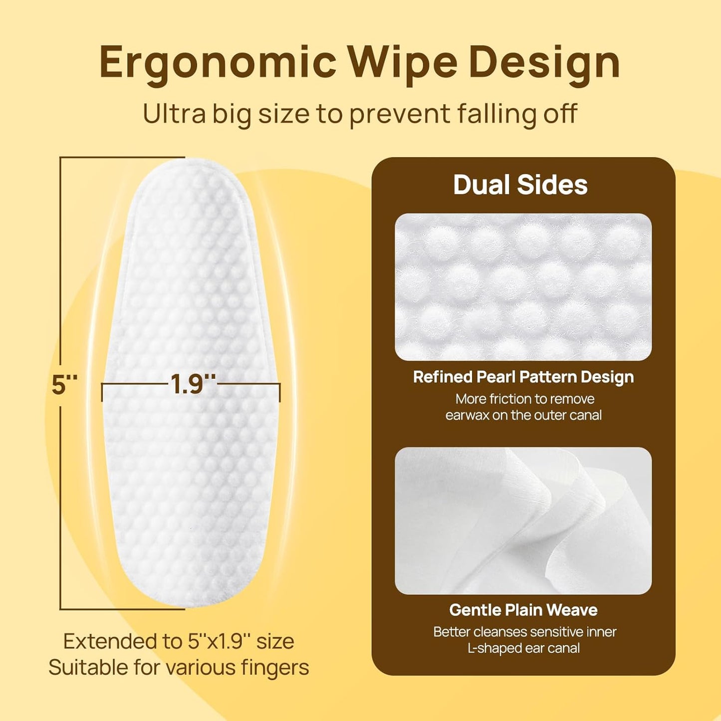HICC PET Dog Ear Finger Wipes, Ear Cleaner Wipes for Dogs & Cats, Dog Ear Infection Treatment to Relief Itching & Inflammation, Remove Wax, Dirt & Stop Smelly, Non-Irritating, 50ct(Coconut Scent)