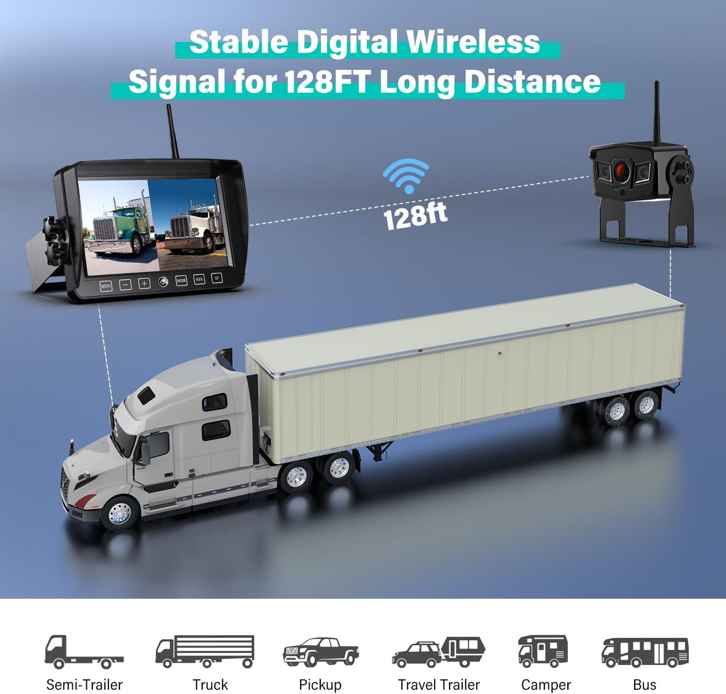 Wireless Backup Camera, 9 Inch HD 1080P Loop Recording Monitor with 2 Rear View Camera System for Cars, Trucks, RV, Trailers, IP69K Waterproof 152Β° View Camera, Stable Wireless Signal (W902)