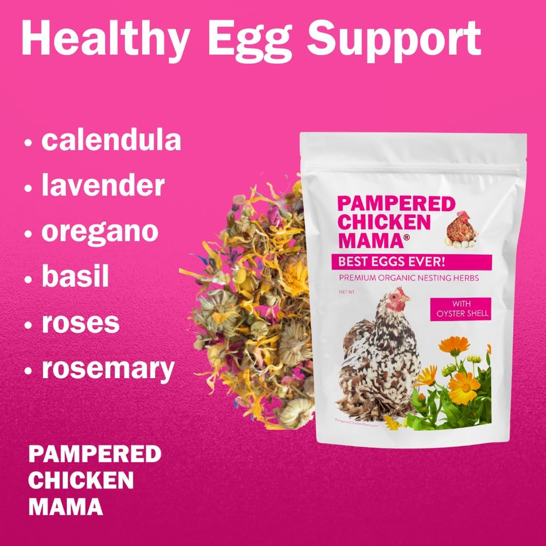 Pampered Chicken Mama Best Eggs Ever! Nesting Herbs for Chickens (8 Pounds Total) for Chicken Nesting Boxes Calcium Supplement for Chickens | Chicken Feed Supplies, Hen Treats for Coops (8 Bags)