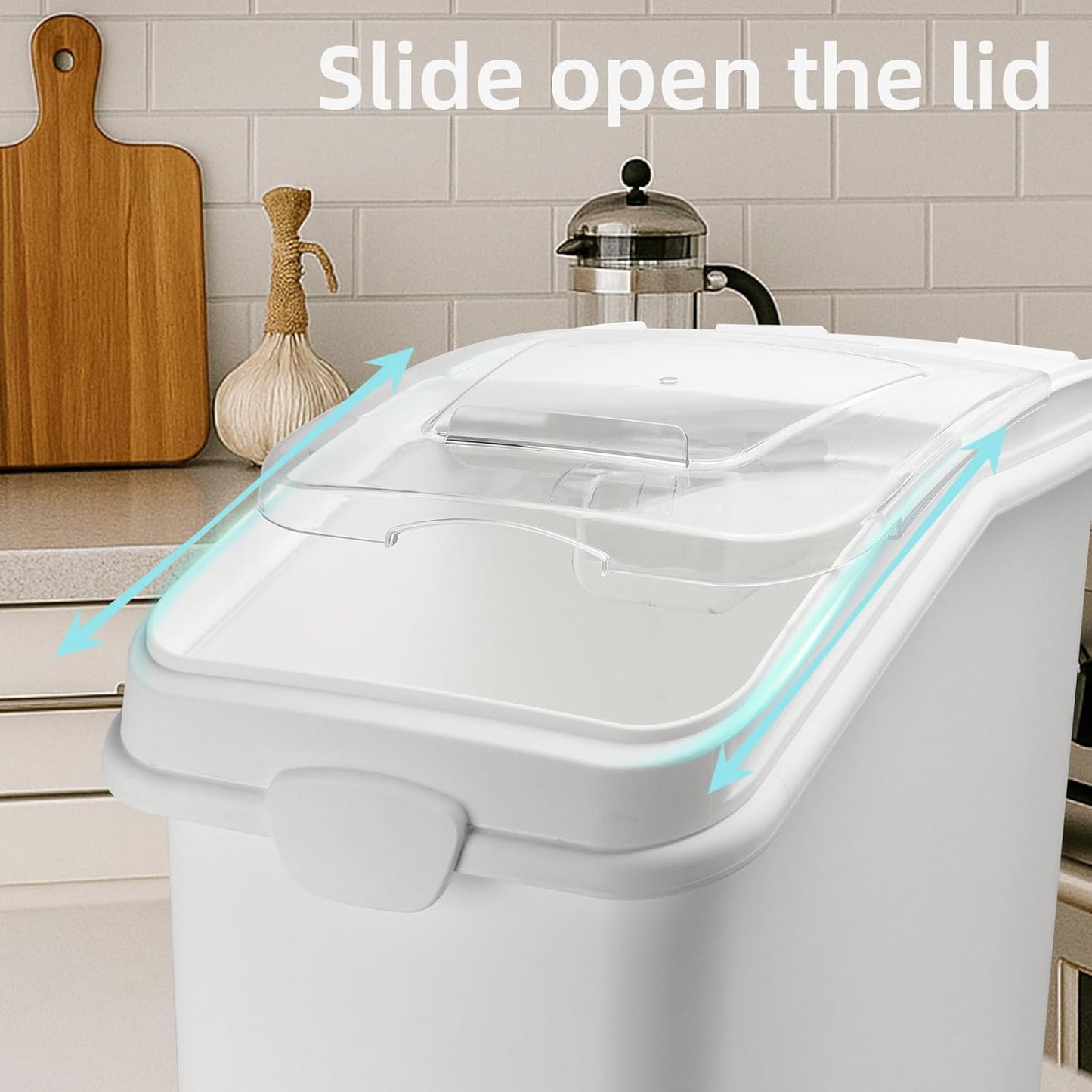 Ingredient Storage Bin,21 Gallon Dispenser Bin with Scoop for Dry Food, Sugar, Baking Supplies,Kitchen Rice Cereal Flour Bin,BPA Free,Pet Food Storage Container,Dog Cat Birds Food (21 Gallon)