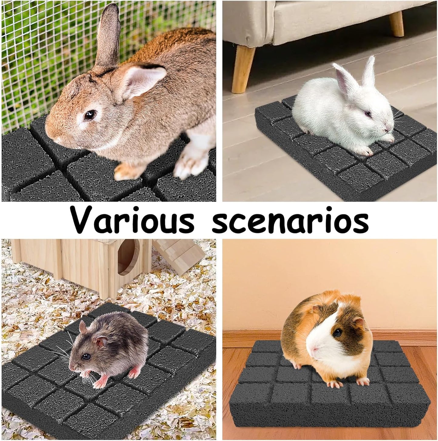 Hamiledyi 2PCS Rabbit Scratching Pads Bunny Lava Grinding Claw Pads Small Animal Foot Pads Hamster Scratch Board Chew Toys for Gerbil Chinchilla Hedgehog Guinea Pig Cage Accessories