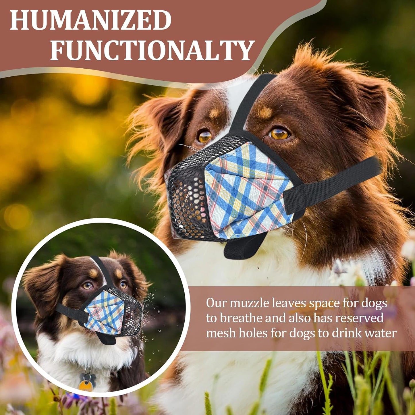 Dog Muzzle for Small Large Dogs - Soft Nylon Basket Muzzle with Adjustable Strap, Breathable Mesh Design Prevents Biting Chewing Licking Eating - Ideal for Training, Grooming & Vet Visits (Blue, L)