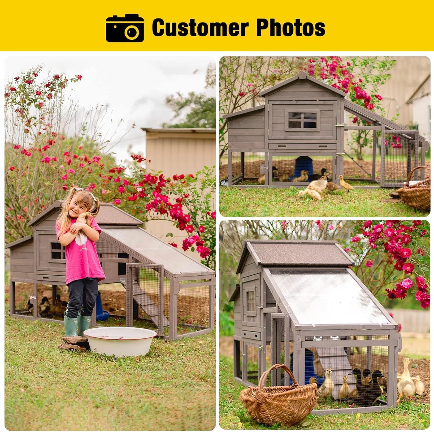 Aivituvin Chicken Coop Mobile Hen Coop, Large Poultry Cage with Wheels Outdoor Backyard Chicken House