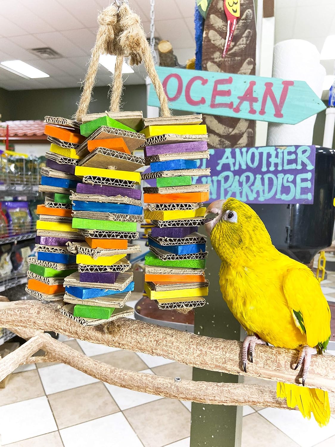 Birds LOVE Chew-Tastic Triple Tower of Shredded Fun Medium Bird Toy for African Grey Conures Sun Conures Caiques Senegals Small Cockatoos Quakers and Similar Small to Medium Sized Birds