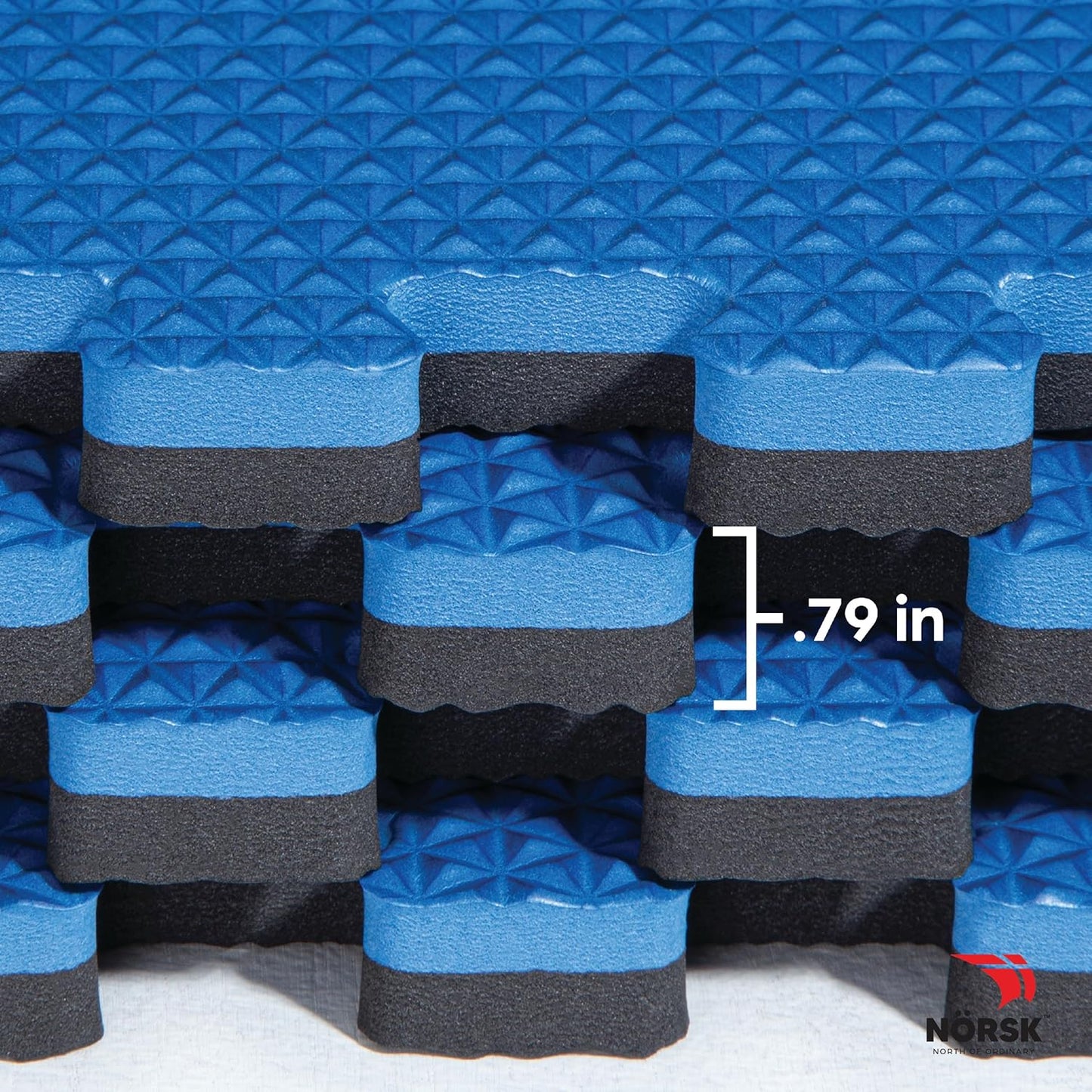 Norsk Reversible Exercise Mats 3/4" Thick EVA Interlocking Foam Tiles, Perfect Home Gym Flooring, 20 Tiles & 40 Trim Pieces, 80 Sq. Ft. 24"x24", Dazzling Blue/Black