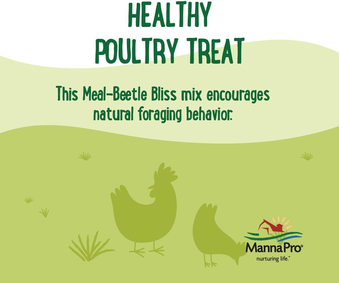 Manna Pro Farmhouse Favorites Beetle Bliss Poultry Treat – Blend of Mealworms and Beetles – All Natural Treat for Chickens, Ducks, Geese, Turkeys, & Guinea Fowl – 45% Protein – 2lb Bag