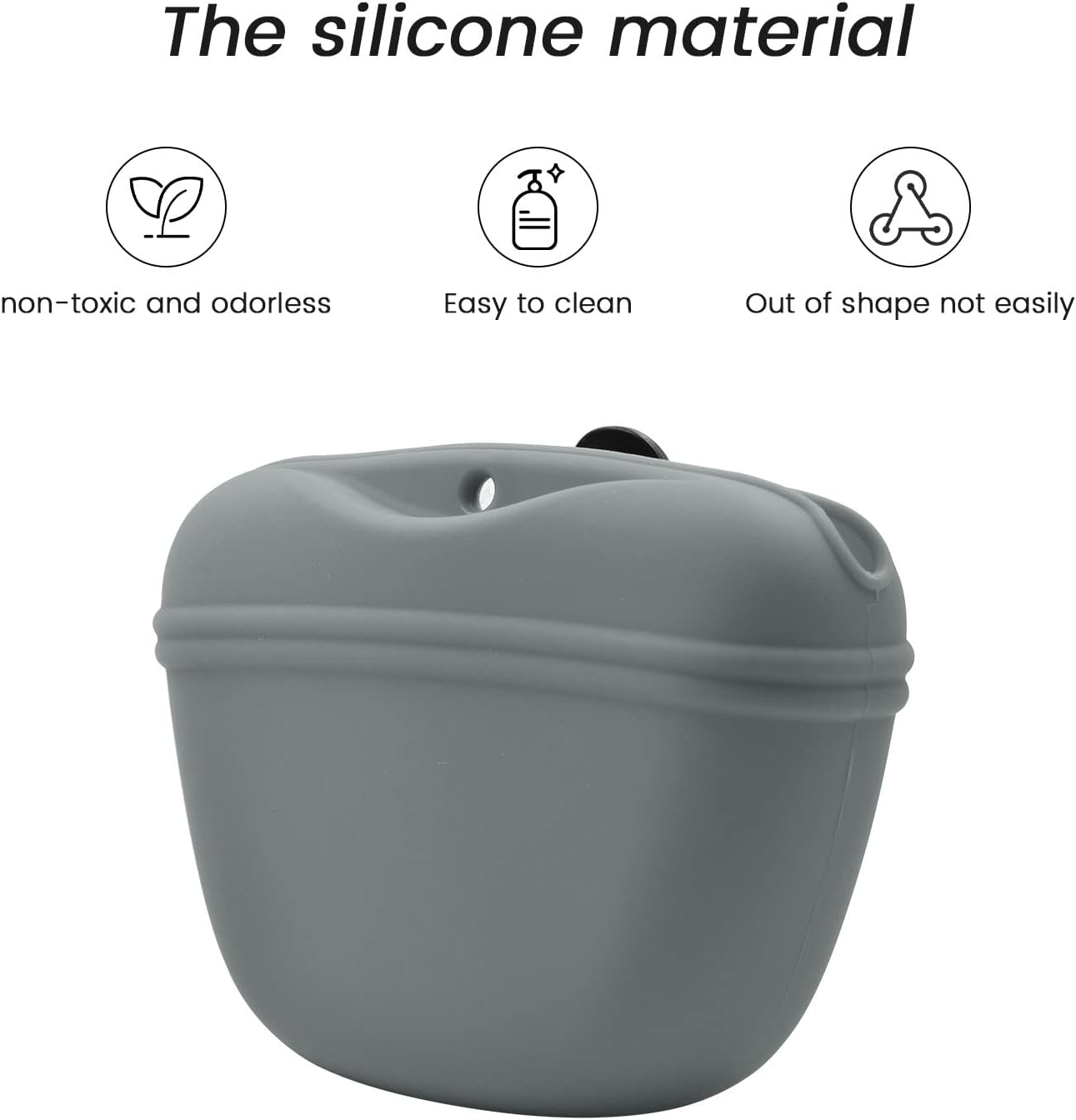 AUDWUD Silicone Dog Treat Pouch,with Dog Training Clicker,Clip on Portable Training Container,Convenient Magnetic Buckle Closing and Waist Clip