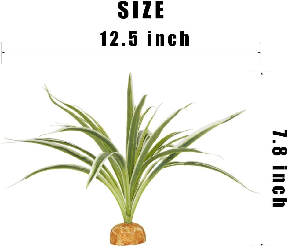 Artificial Spider Plants, Reptile Terrarium Decor, Bearded Dragon Tank Accessories fit Crested Gecko Leopard Lizard Chameleon Ball Python Snake Frog
