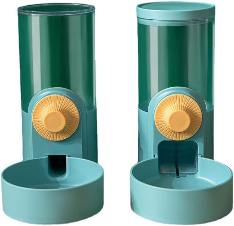 Pet Hanging Automatic Feeders Drinking Bowls 40oz, Auto Gravity Pet Feeding Water Set, Cage Pet Feeding Bowls Dispenser for Cats Dogs Puppy, Rabbit Hamsters Chinchilla Hedgehog (Green-Water)