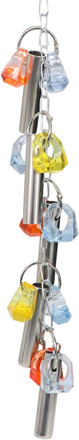 Litewoo Bird Stainless Steel Bells Pipe Bite Toy Hanging Swing Stand String Chew Toy Durable for Small Parrot Parakeet Cockatiel Conure Lovebird Budgie