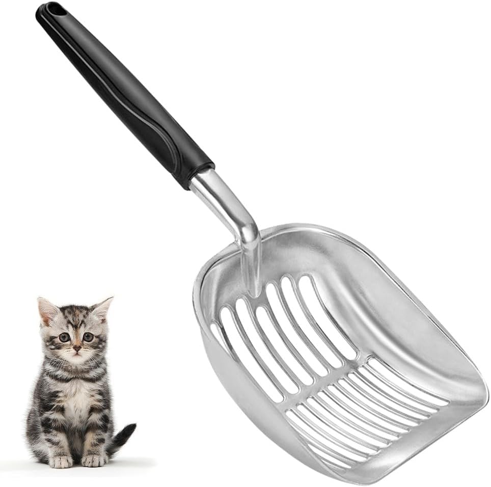 Cat Litter Scoop - Sturdy Mesh Scooper,Long Handle Cat Scooper,Aluminum Alloy Sifter Metal Scoop,Poop Sifting,Mesh shovel,Suitable for Cat Litter Box,Christmas GiftSuitable for Cat Litter Box