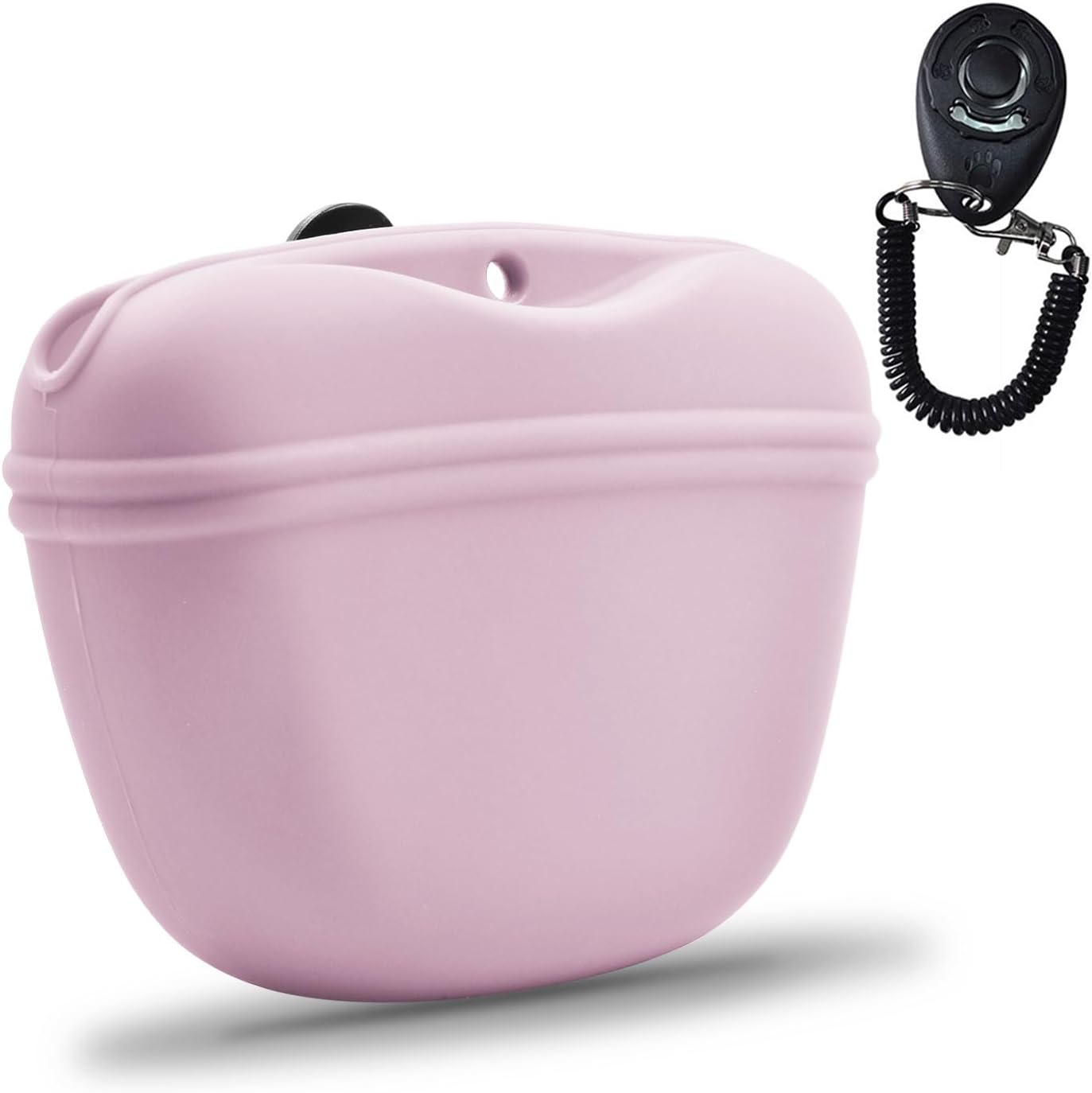 AUDWUD Silicone Dog Treat Pouch,With Dog Training Clicker,Clip on Portable Training Container,Convenient Magnetic Buckle Closing and Waist Clip