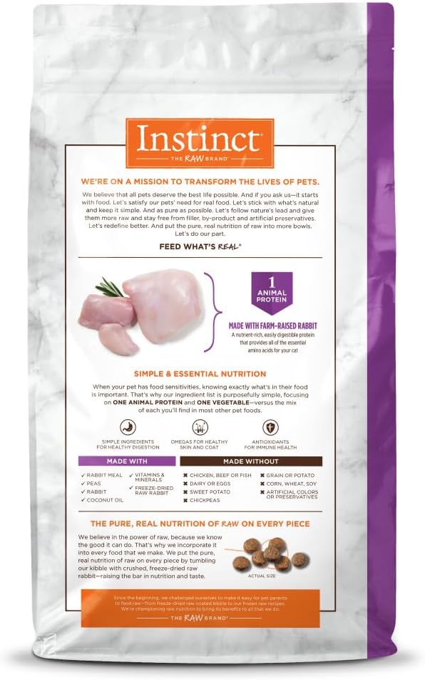 Instinct Limited Ingredient Diet, Natural Dry Cat Food, Grain Free Recipe - Real Rabbit, 10 lb. Bag
