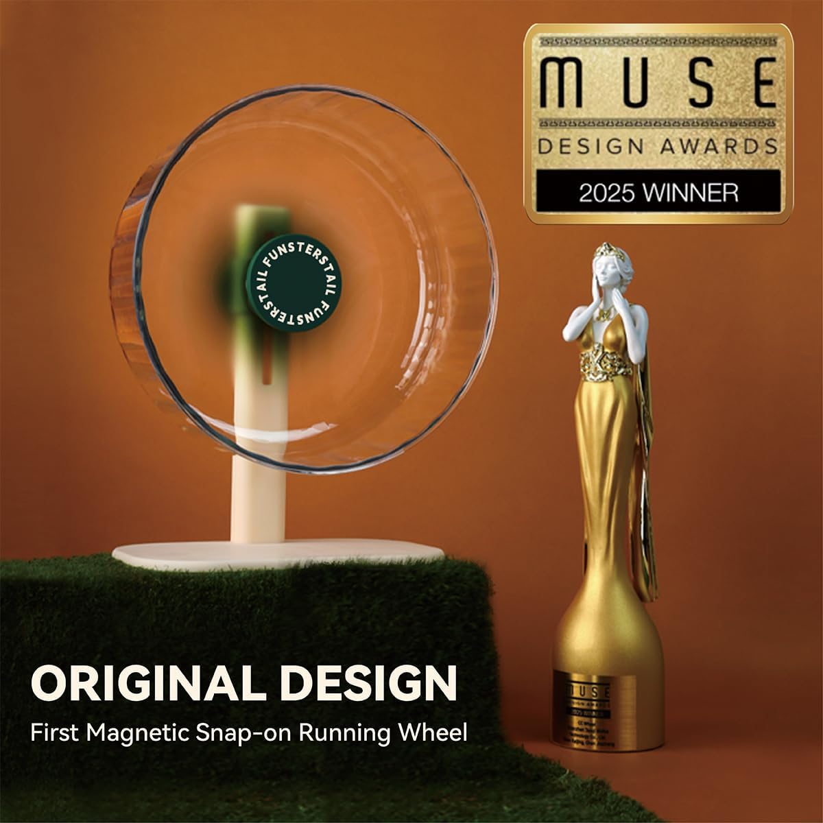 Super Silent Hamster Wheel 10.4 Inch, Magnetic Large Rat Wheel for Chinchilla, Gerbil, Guinea Pig, Cat, Mouse, Sugar Glider and Dwarf, Syrian Hamster Accessories (Avocado Green)