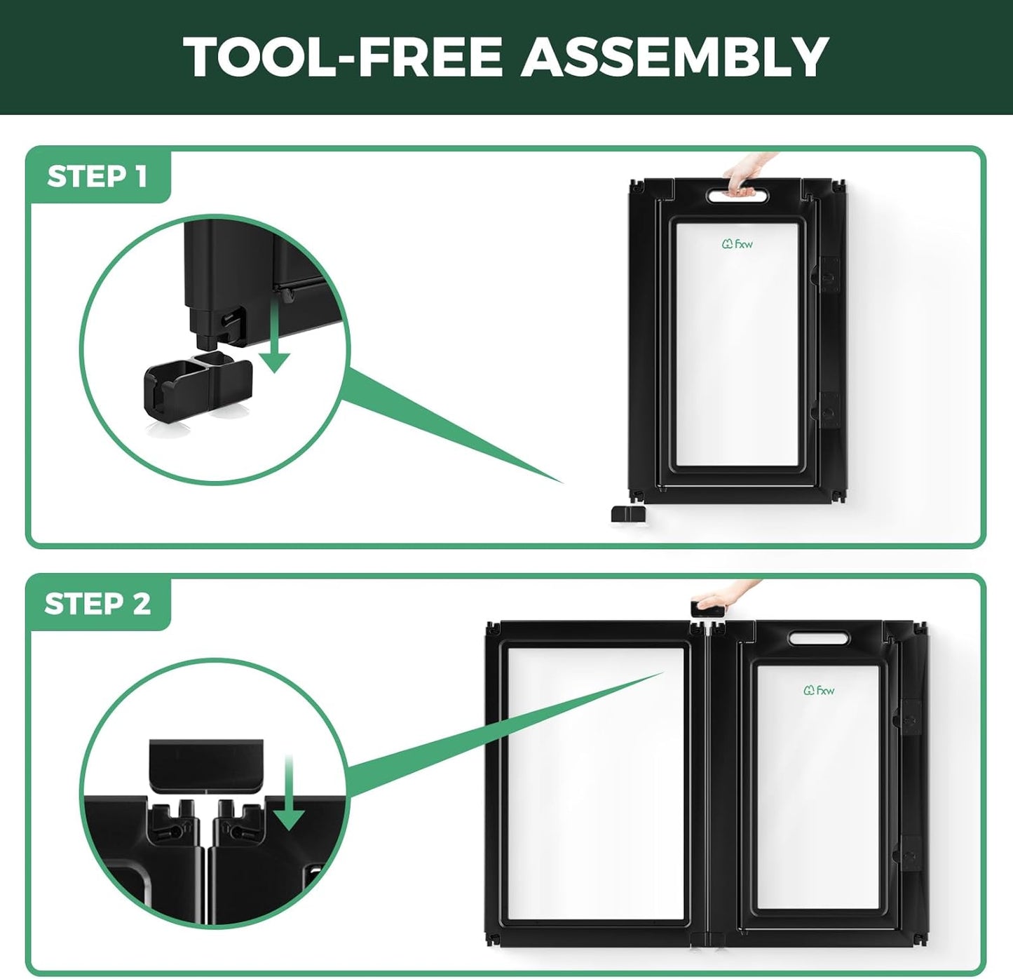 FXW AuraSpace Acrylic Indoor Unleashed Dog Playpen for Medium Dogs, 35 Inch, 12 Panels, Black