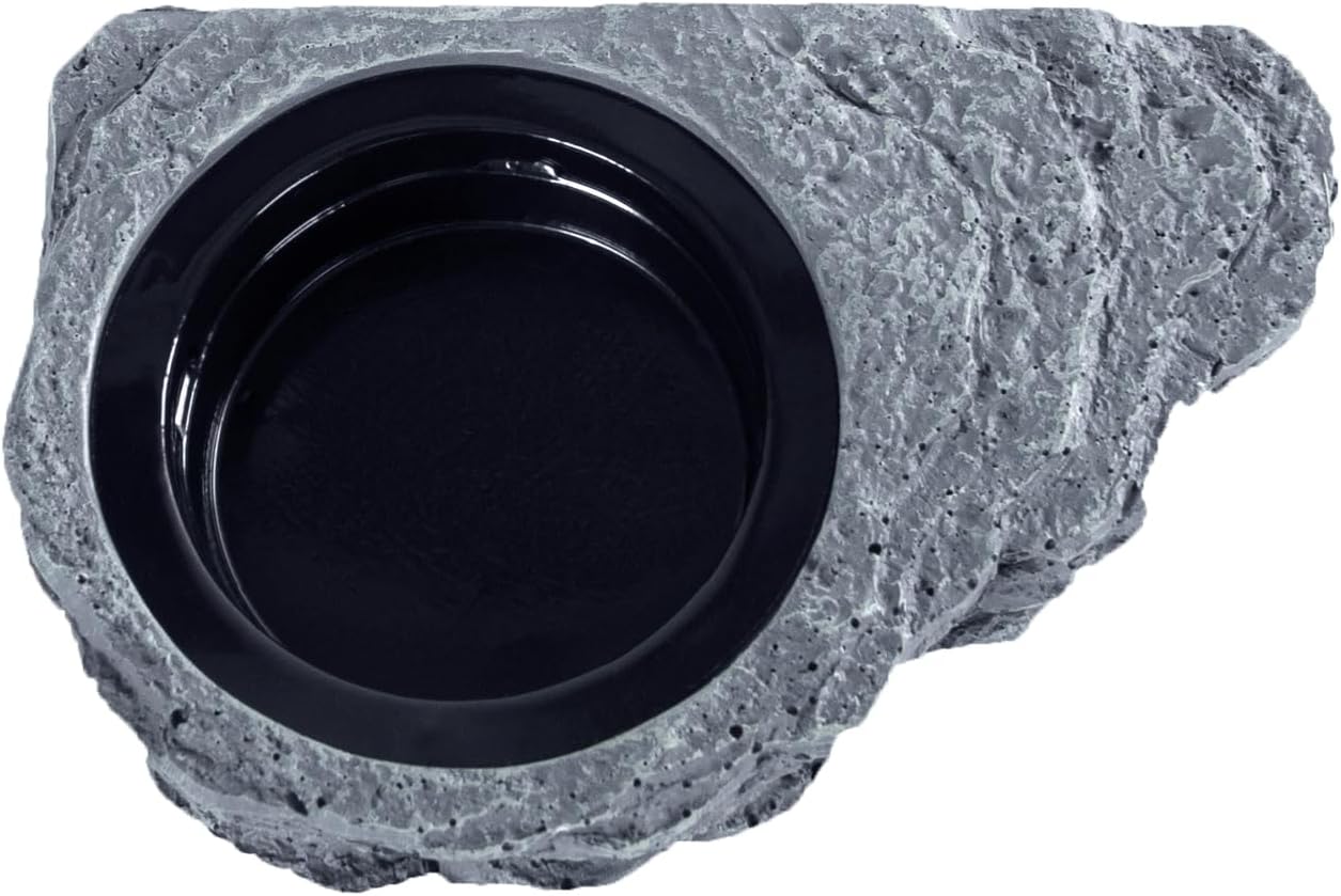 Wacool Magnetic Gecko Ledge - Single Bowl Reptile Feeding Tray with 3 Feeding Cups for Geckos, Lizards, Chameleons and Reptile Pets