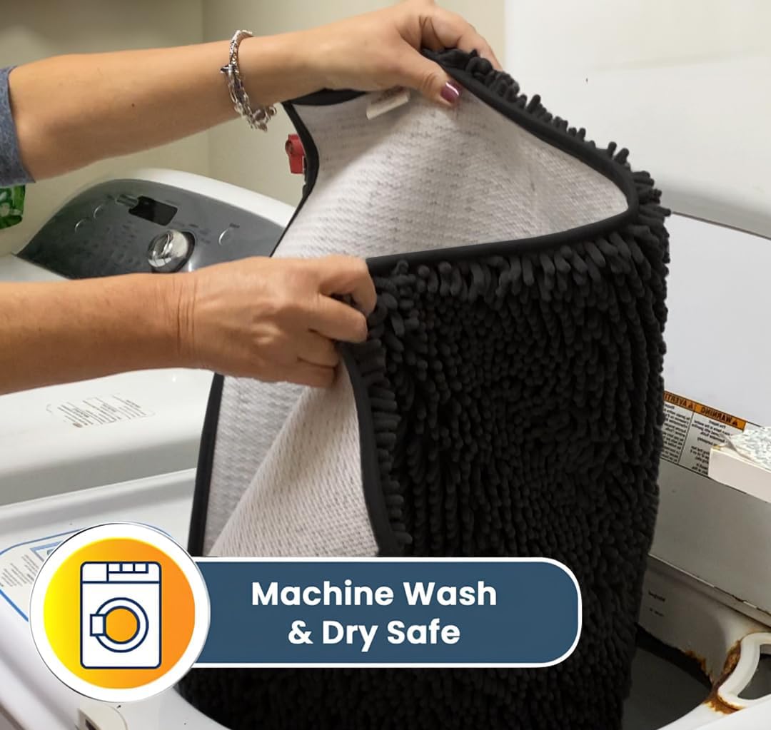 Muddy Mat® Original Dog Door Mat for Muddy Paws, Super Absorbent Microfiber, Non-Slip Washable Pet Rug, Quick Dry Chenille Entryway Carpet, Machine Washable Indoor Outdoor mat, Charcoal 24"x60"