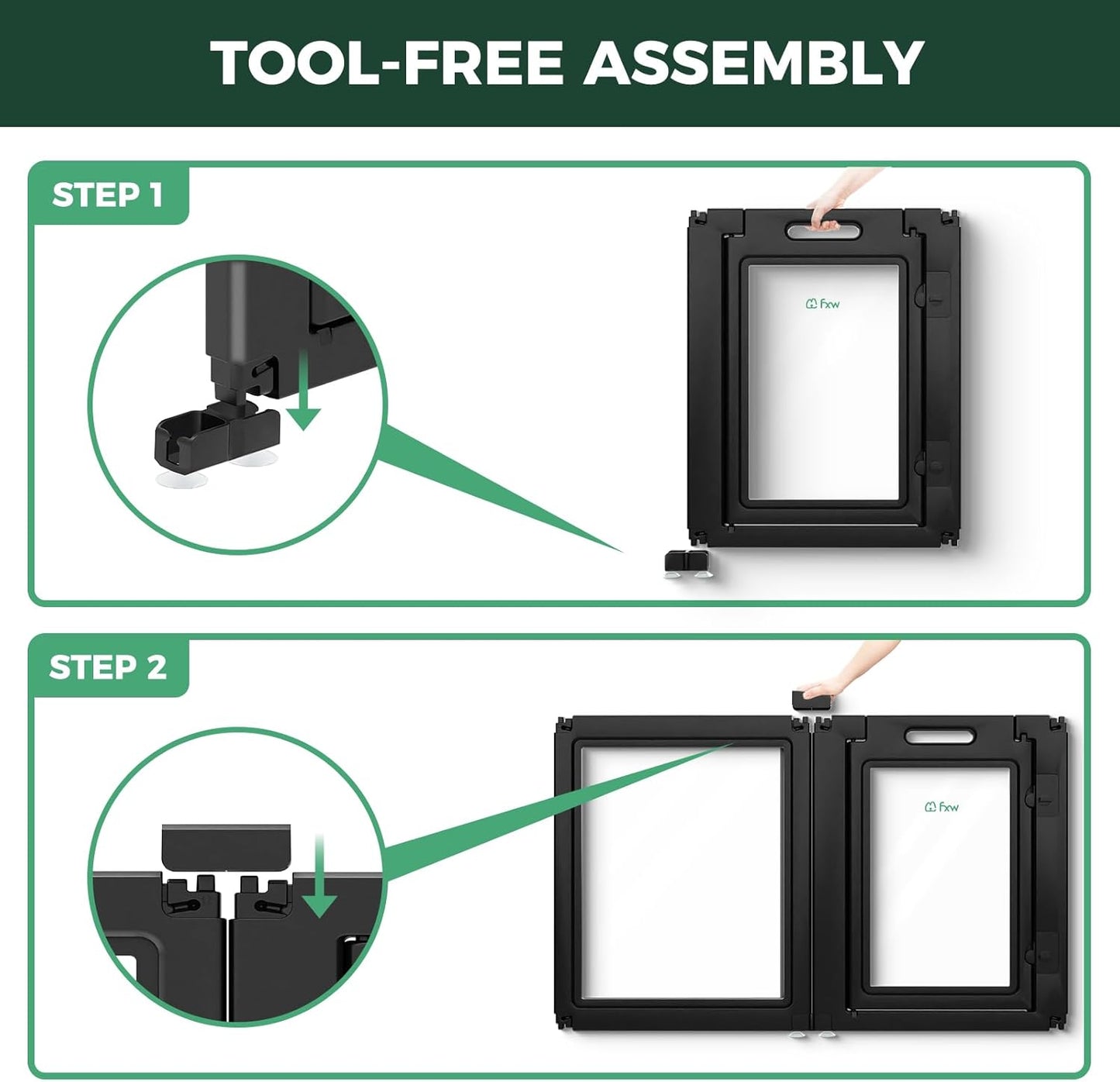 FXW AuraSpace Acrylic Indoor Unleashed Dog Playpen for Small and Medium Dogs, 30 Inch, 12 Panels, Black