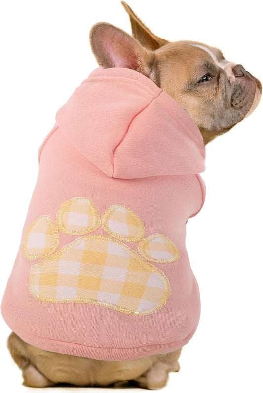 SAWMONG Dog Hoodie,Flannel Pet Hooded Sweater with Hat Puppy Pullover Sweater Shirt,Dog (Pink,XL)