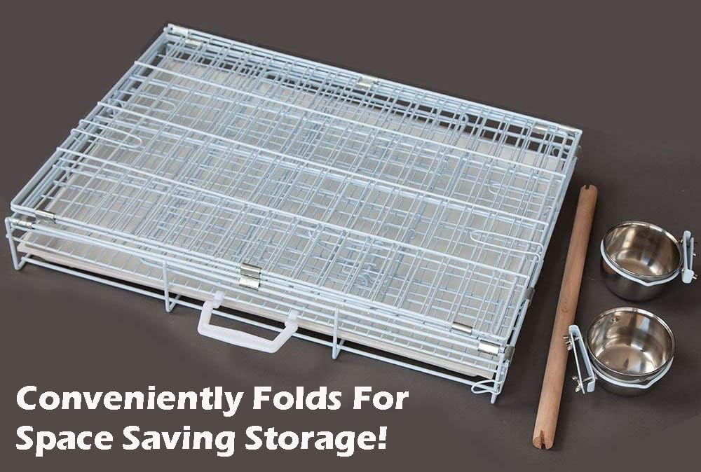 Pet Products Metal Portable Travel Vet Bird Parrot Carrier Cage Prevent Beaks Out White, 19-Inch by 12-Inch by 16-Inch