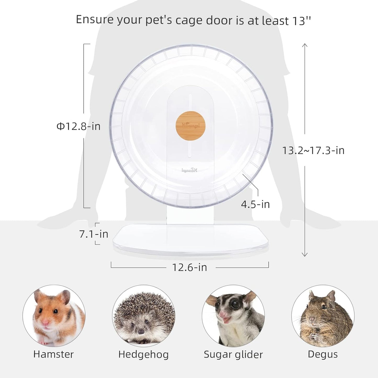 Niteangel Super-Silent Hamster Exercise Wheels - Quiet Spinner Hamster Running Wheels with Adjustable Stand for Dwarf Syrian Hamsters Gerbils Mice Or Other Small Animals
