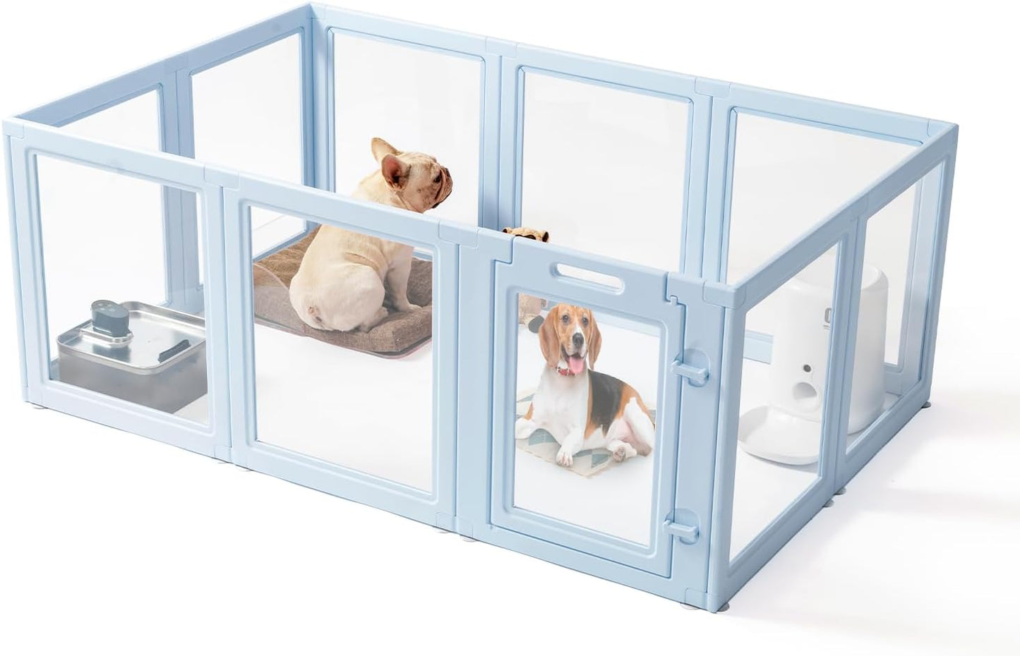 Clear Acrylic Dog Playpen,Transparent DIY Dog Pen,Easy Assembly and Disassembly,Indoor and Outdoor Use,Simple Cleansing Fence (Sky Blue, 60CM, 12 Panel)