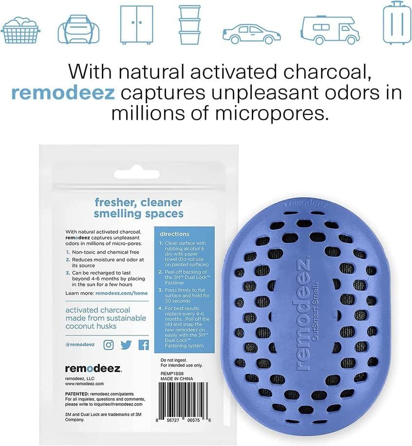 Remodeez Litter Box Deodorizer and Cat Odor Trapper, Made From Natural Renewable Coconut Shell Charcoal, Natural Air Fresheners, Odor Absorber - 2PACK