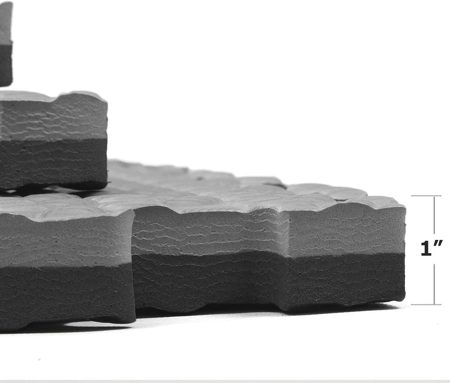 Xspec 1" Extra Thick 48 sq ft Reversible EVA Gym Foam Floor Mat Tiles (24" x 24"), Steel Pattern, 12 pcs, Black & Grey