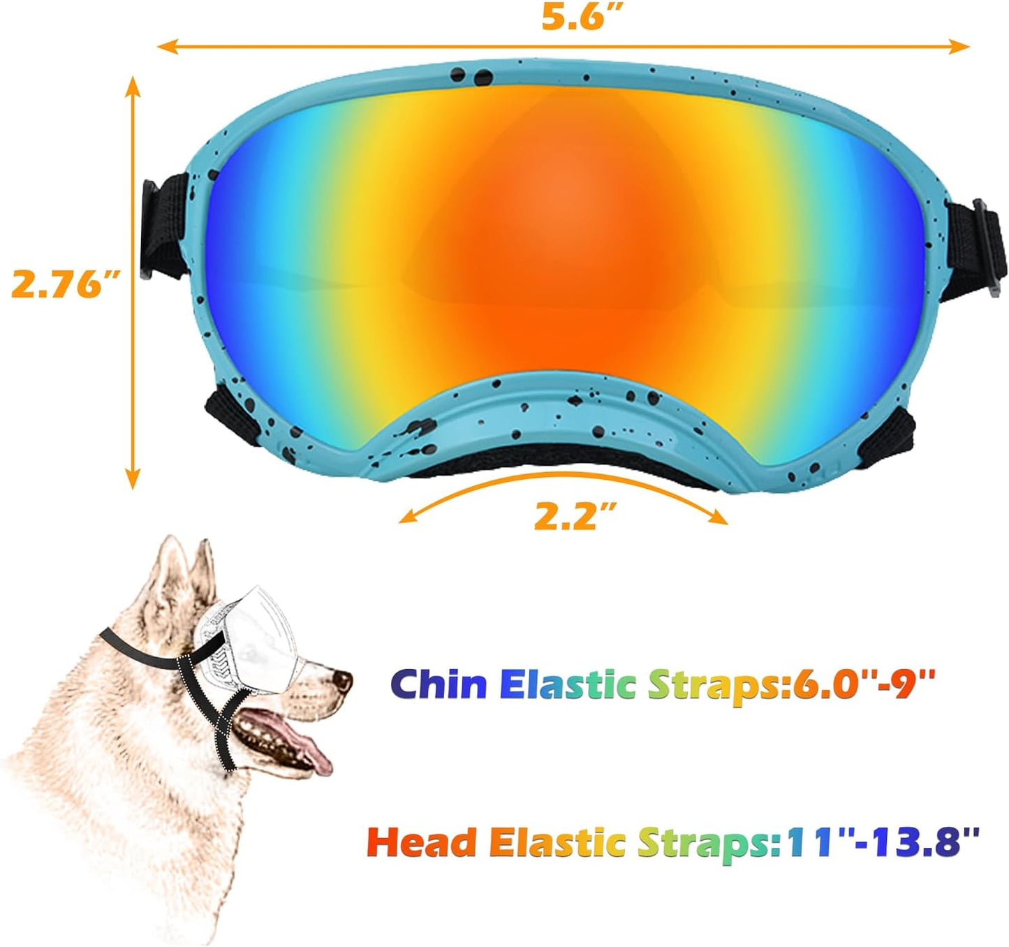 Medium Dog Sunglasses with Adjustable Strap UV Protection, Winproof Dog Puppy Sunglasses, Suitable for Medium Dog Pet Glasses, Dogs Eyes Protection,Soft Dog Goggles