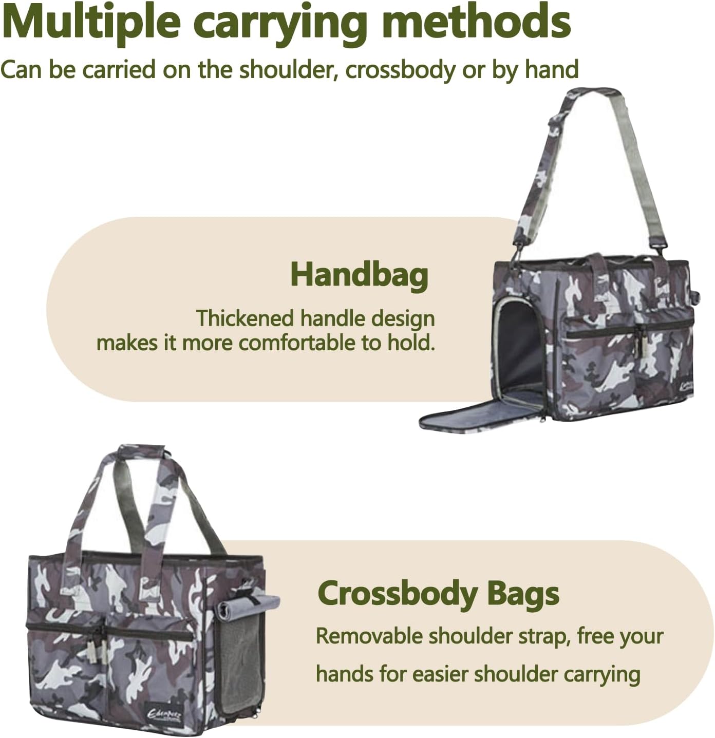 Cat Carrier Bag, Foldable Pet Bag Airline Approved, Pet Travel Carrier for Medium Cats Small Cats Dogs, Sturdy Transport Carriers Long Trips(Brown)