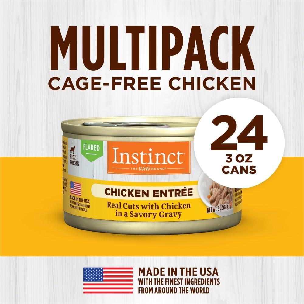Instinct Flaked Entrée Wet Canned Cat Food - Chicken, 3 oz. Cans (Pack of 24)