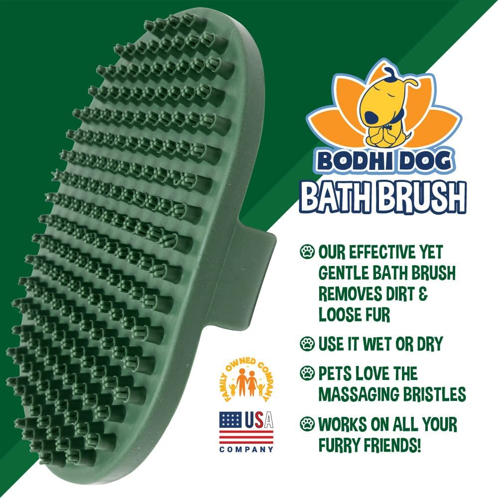 Bodhi Dog Shampoo Brush - Pet Grooming & Bath Supplies for Dogs and Cats - Bath Brush for Long & Short Hair - Premium Scrubber for Shower, Bathing & Massage (One Pack, Dark Green)