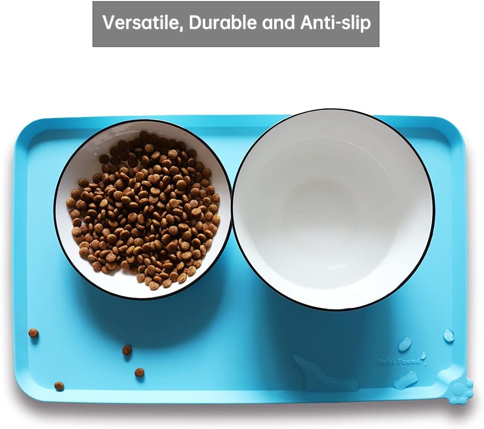 Hoki Found - Waterproof Pet Feeding Mats with High Lips, Multiple Size and Colors -A