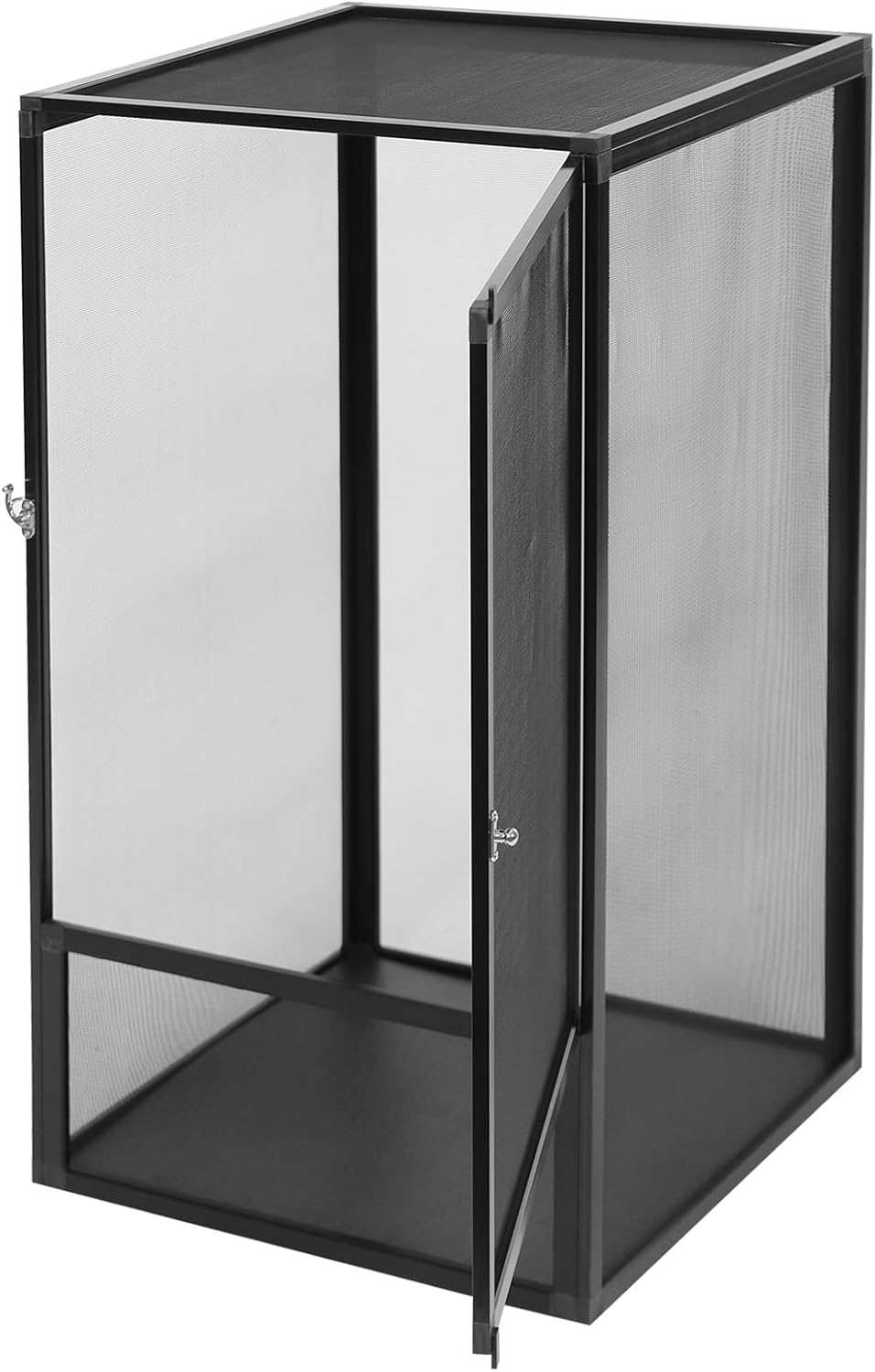 Micro Habitat Terrarium Enclosure Reptile Open Aluminum Screen Cage Black Large Reptiles Habitat Cage with Locking Latch for Small Tree Dwelling Reptiles, Amphibians, Spiders