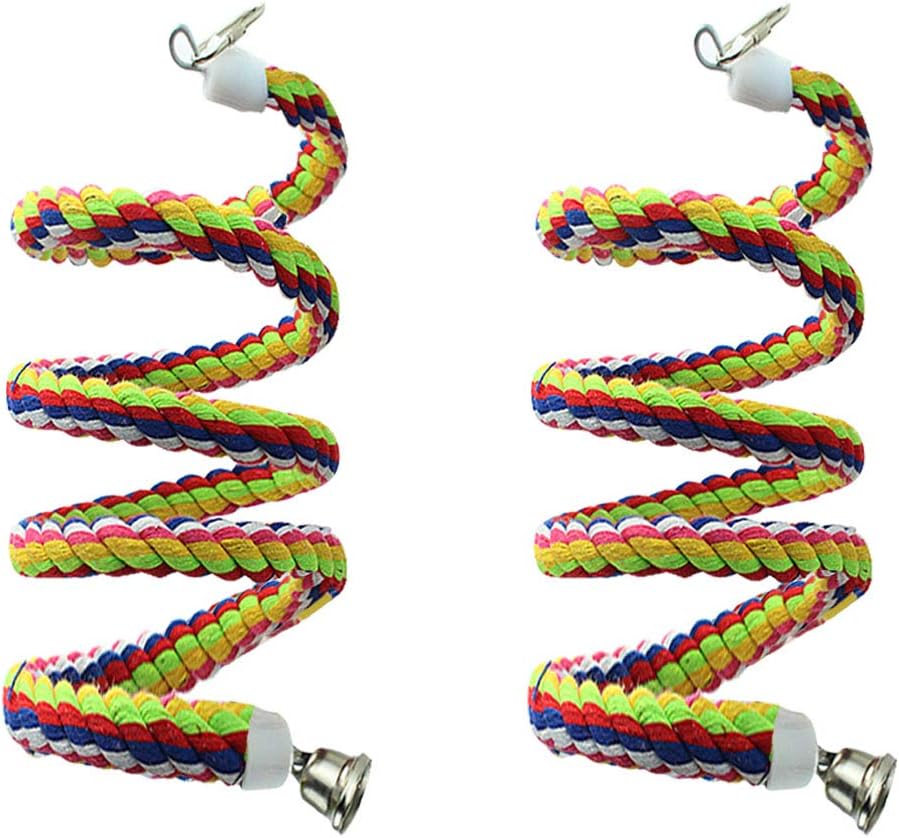 2pcs 63in Bird Perch Rope Bungee Parrot Toy - Pure Natural Cage Chewing Toy