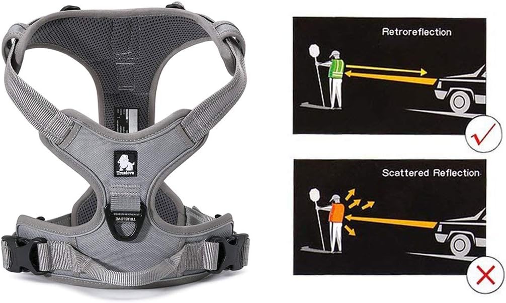 Truelove No Pull Dog Harness with Easy Control Handle and 2 Leash Attachments,Reflective Adjustable Pet Vest