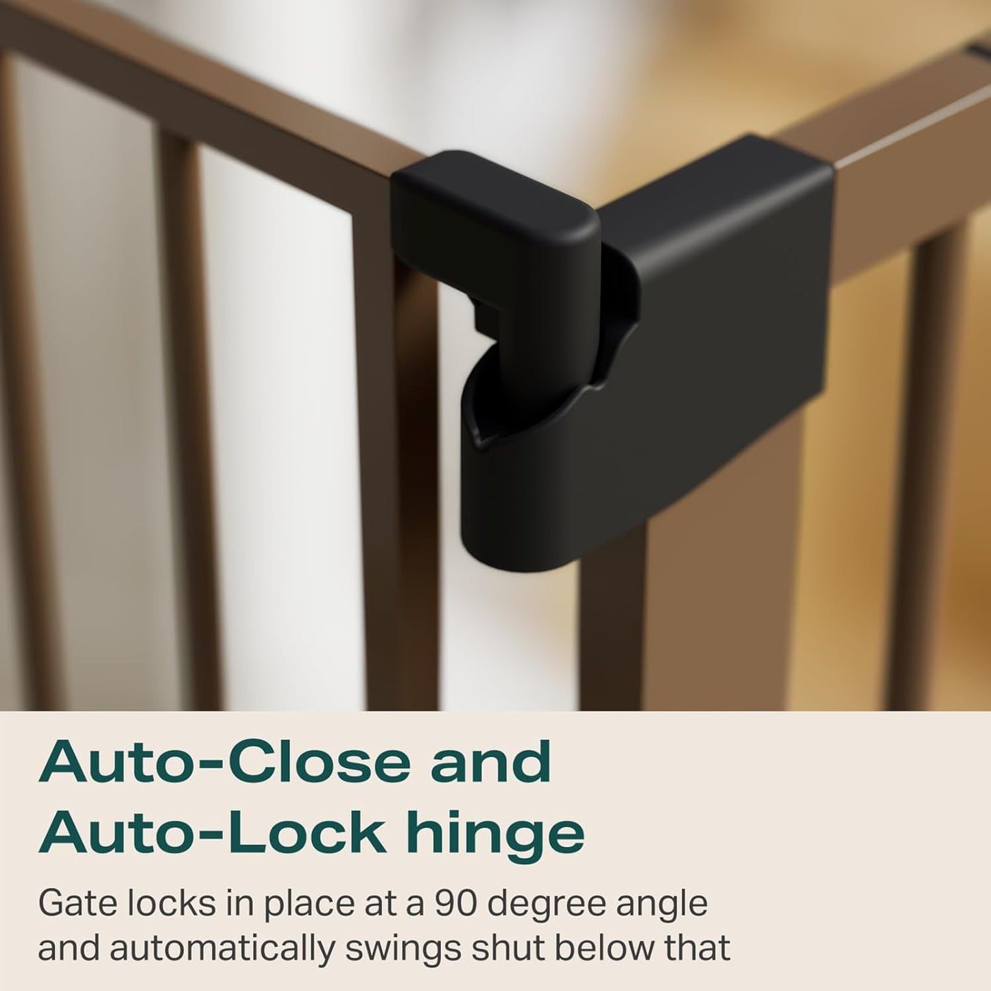 Cumbor 29.7-46" Baby Gate for Stairs, Mom's Choice Awards Winner-Auto Close Dog Gate for the House, Easy Install Pressure Mounted Pet Gates for Doorways, Easy Walk Thru Wide Safety Gate for Dog, Brown