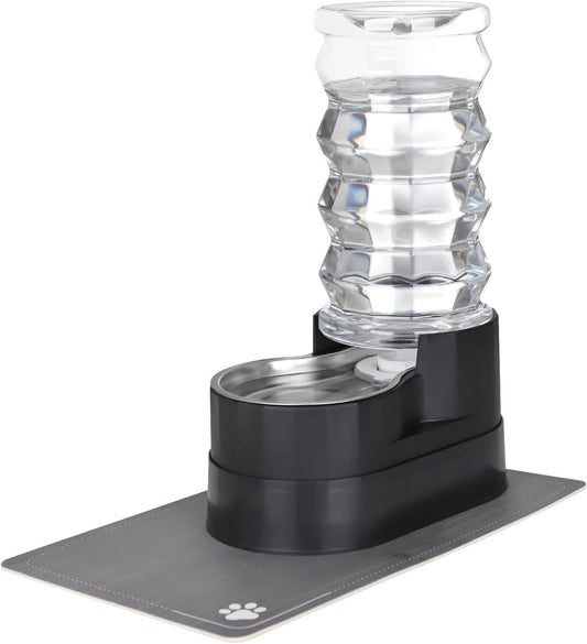 RIZZARI Large Water Dispenser for Dogs: 8L Automatic Stainless Steel Black Gravity Raised Pet Feeder for Pet Dogs Indoor/Outdoor