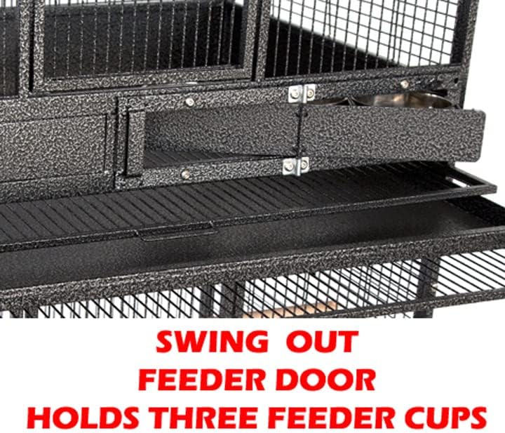 Extra Large Single Stacker Strong Heavy Duty Wrought Iron Breeder Parrot Aviary Bird Breeding Breeder Cage with Side Nest Breeding Doors On Wheels