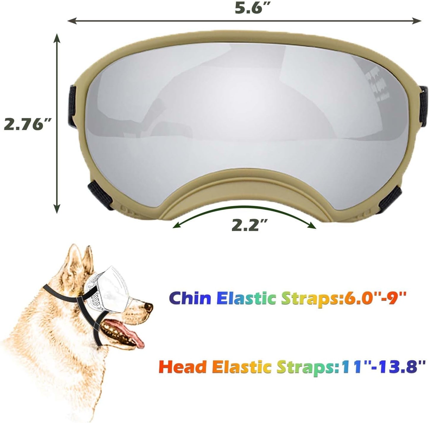 Medium Dog Sunglasses with Adjustable Strap UV Protection, Winproof Dog Puppy Sunglasses, Suitable for Medium Dog Pet Glasses, Dogs Eyes Protection,Soft Dog Goggles