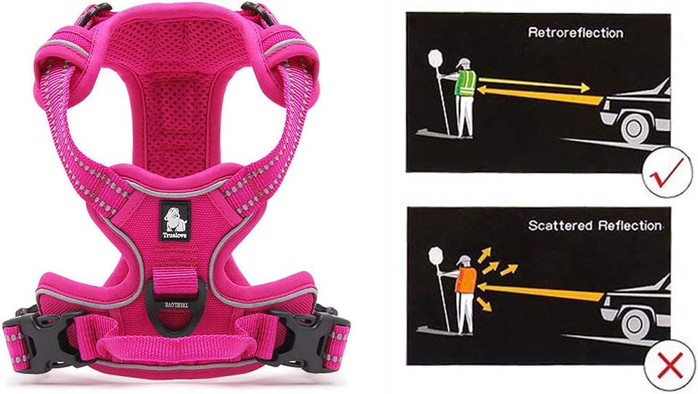 Truelove No Pull Dog Harness with Easy Control Handle and 2 Leash Attachments,Reflective Adjustable Pet Vest