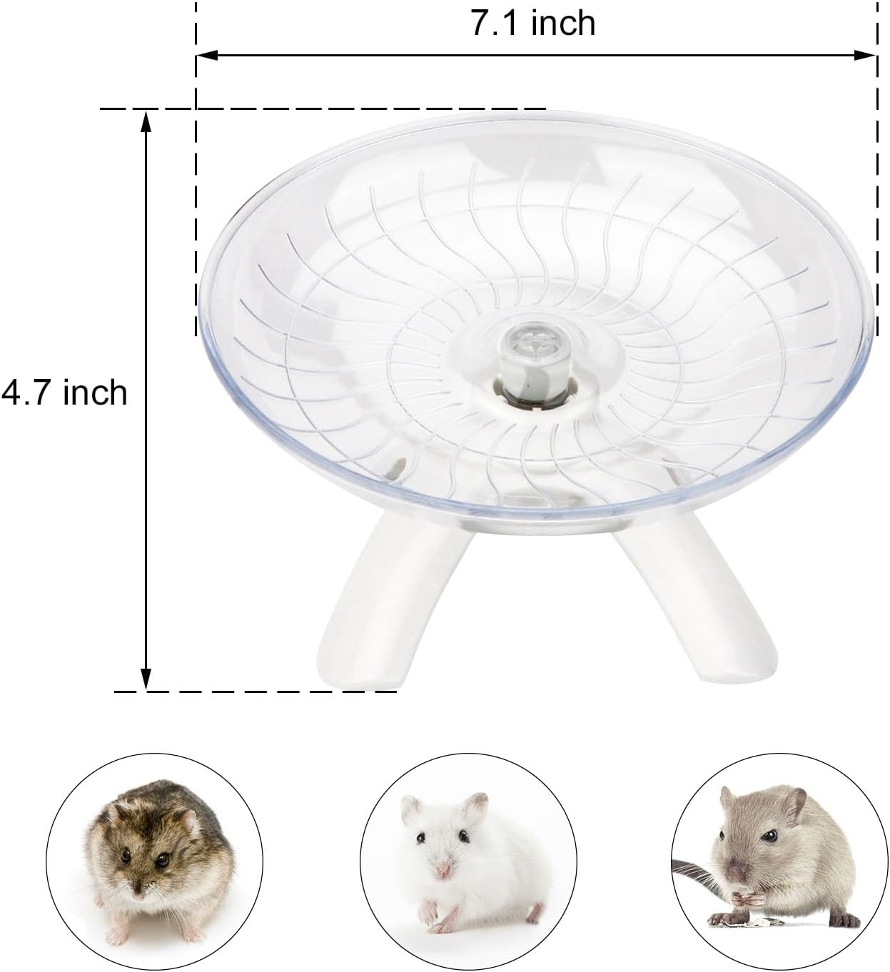 Hamster Wheel Silent Hamster Exercise Wheel Running Spinner Hamster Flying Saucer for Hamsters Gerbils Mice and Other Small Pets (White)