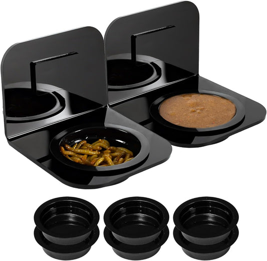 WACOOL Magnetic Reptile Ledge 2PACK, Acrylic Gecko Feeding Ledges with 6PCS Cups, Reptile Food Water Feeder Dish for Geckos Iguana Chameleon Pets