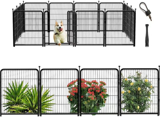 Dog Playpen 36 Inch 14 Panels, Dog Play Pen Indoors, Garden Fence for Yard, Total 31 Ft(l) Black Dog Pen Wide Door Low Threshold, Be Suitable for Camping Garden Yard
